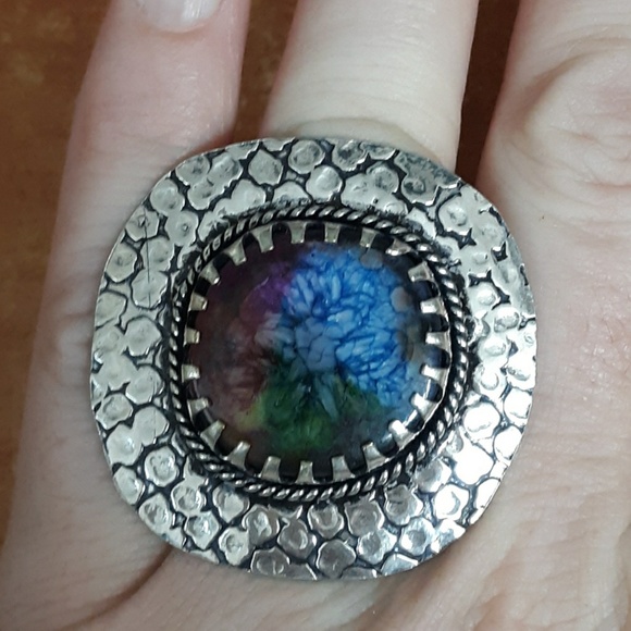 New Rainbow Solar Quartz Silver Ring. - Picture 3 of 8